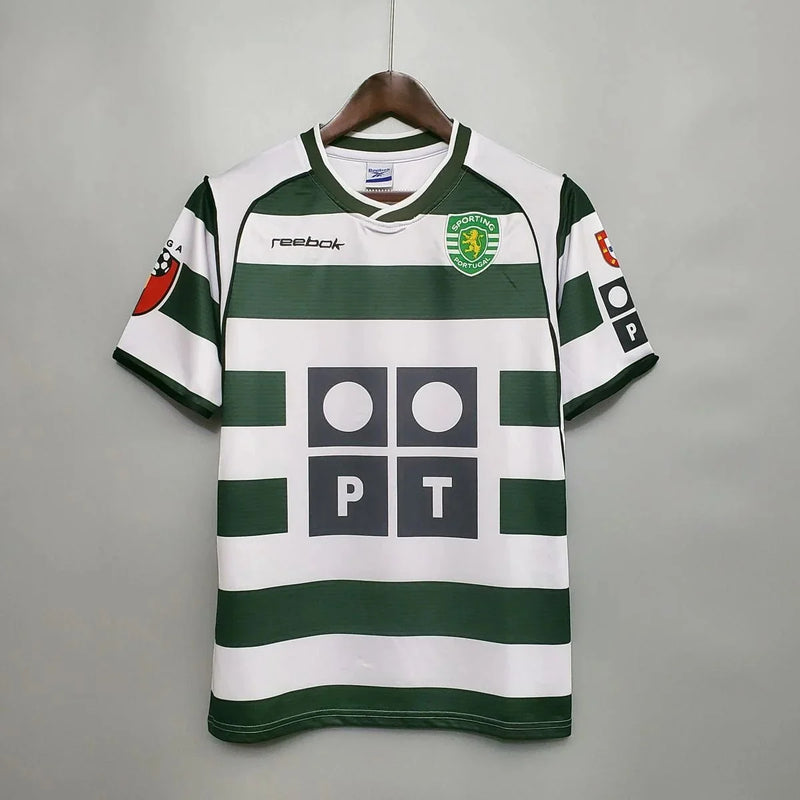 Camisa Retrô Sporting I Home 01/03 - Masculina - Verde e Branca
