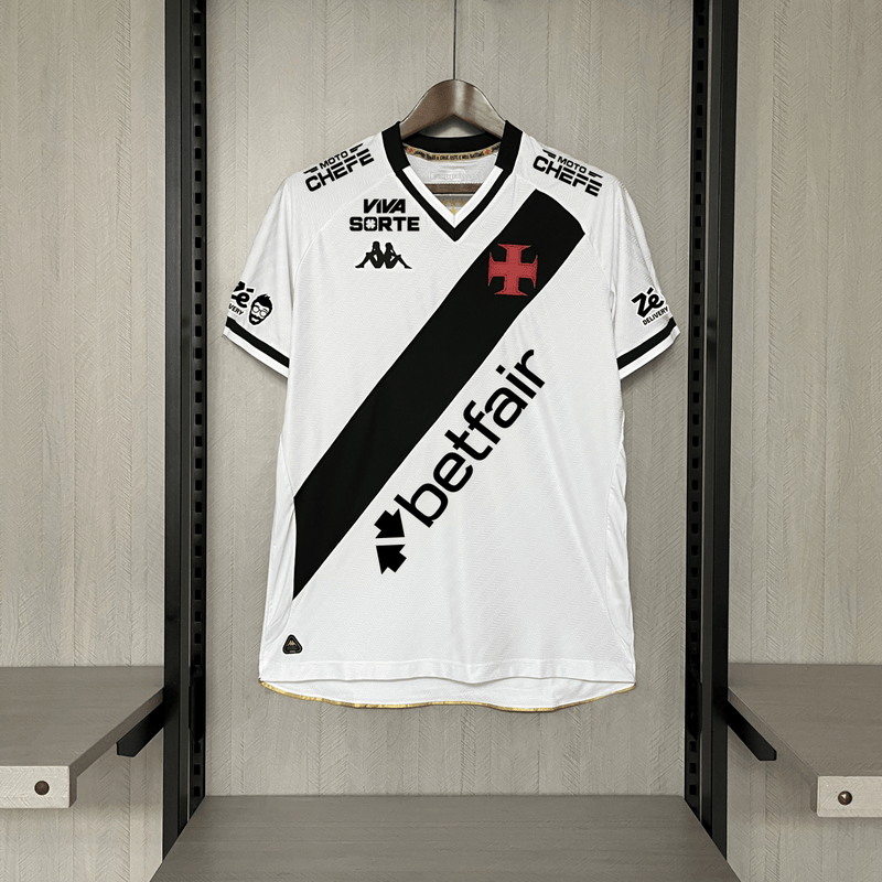 Camisa Vasco I 2025  Kappa Masculina - Branca  (Com todos patrocinadores)
