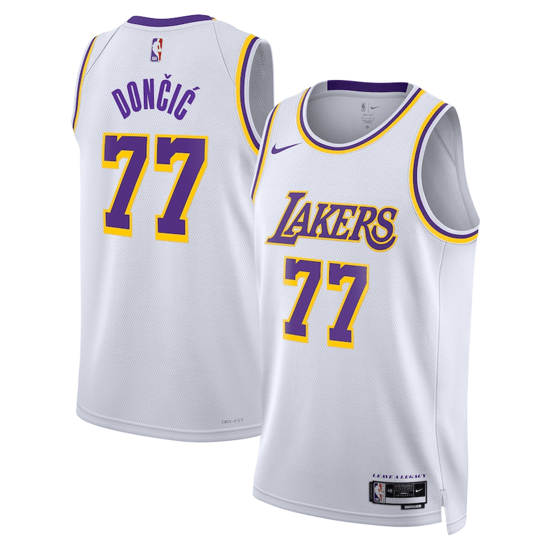 Regata NBA Nike Los Angeles Lakers nº 77 Luka Dončić Masculina - Branca